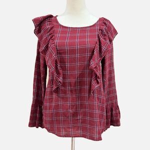 She and sky ruffle plaid top